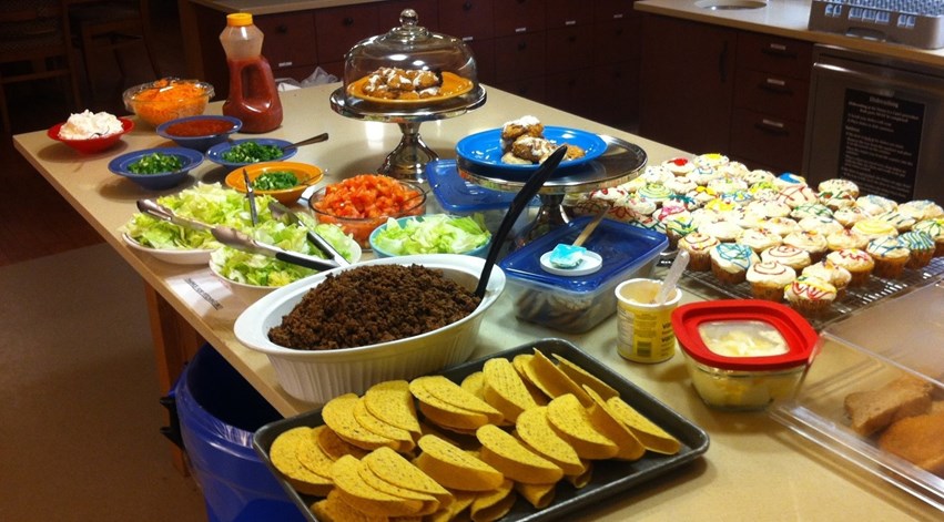 Tacos and cupcakes ready to be served!