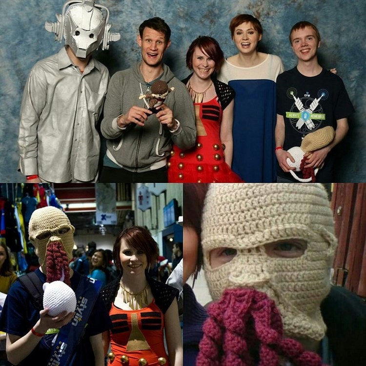 Collage of photos of people in costumes at comic expos
